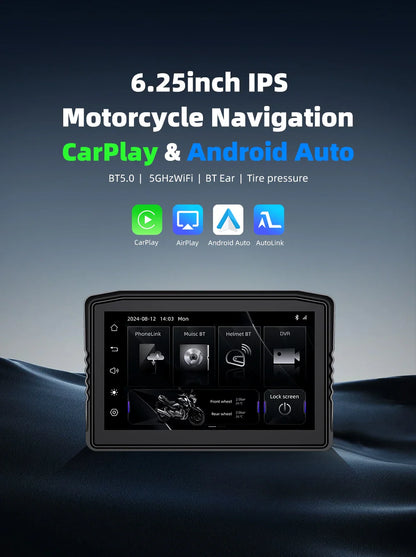 EKIY 6.25" Portable Digital Dashboard with Wireless CarPlay & Android Auto GPS Navigation - Anti-Theft Removable Screen for Motorcycle   2/2
