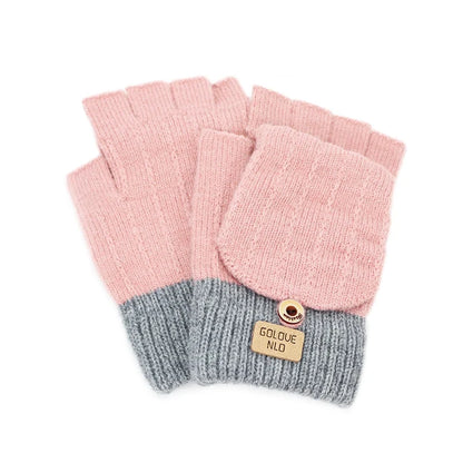 Women’s Fingerless Winter Gloves - Warm Unisex Gloves with Finger Cover for Students