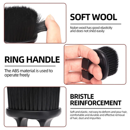 Ring Neck Hair Duster Brush - Soft Barber Hair Cutting Cleaning Brush for Removing Loose Hair & Salon Use