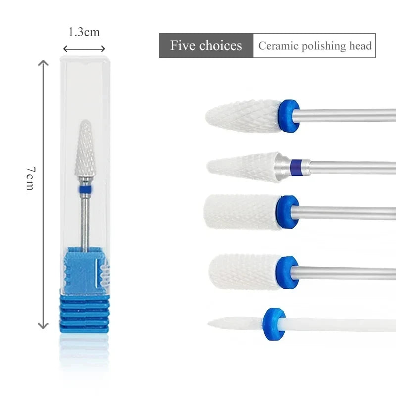 5pcs Ceramic Nail Drill Bit Set - Electric Nail Cutter Bits for Manicure & Pedicure Machine, Nail Accessories & Tools