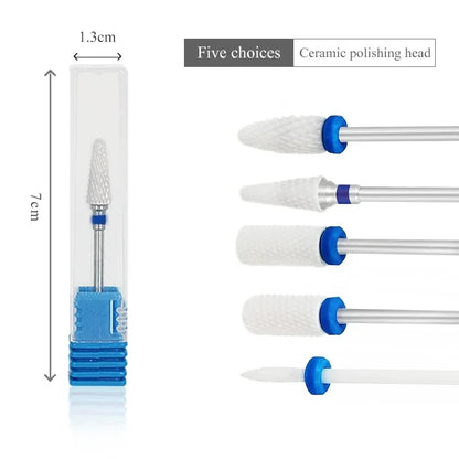 5pcs Ceramic Nail Drill Bit Set - Electric Nail Cutter Bits for Manicure & Pedicure Machine, Nail Accessories & Tools