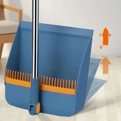 Household Broom and Dustpan Set - Individual Sweep Broom with Foldable Garbage Shovel and Brush Head