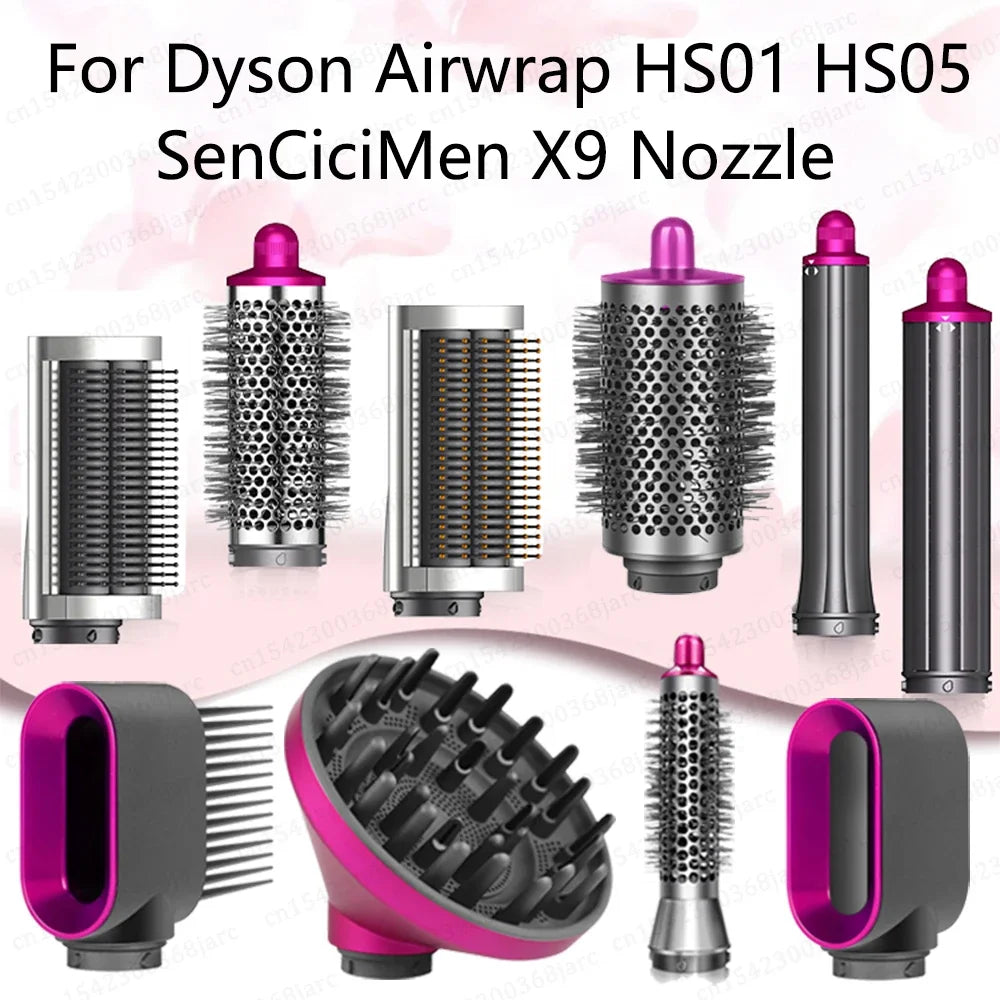 Hair Styler Nozzle for Dyson Airwrap HS01/HS05 – Multi Hair Curler & Smoothing Brush Accessory