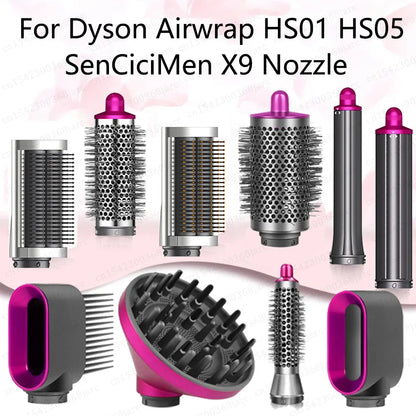 Hair Styler Nozzle for Dyson Airwrap HS01/HS05 – Multi Hair Curler & Smoothing Brush Accessory