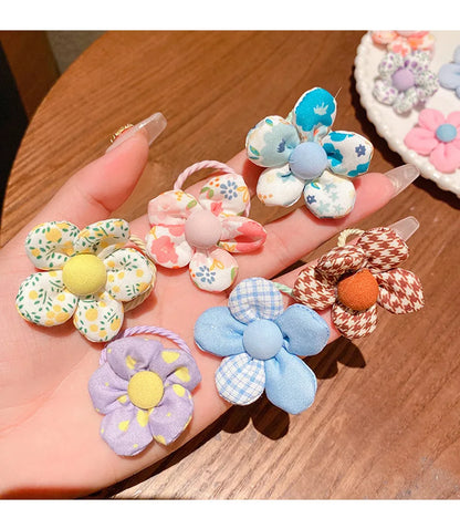 10 Pcs Baby Girl Flower Hair Bands Set – Cute Colorful Soft Scrunchies Ponytail Holders for Kids