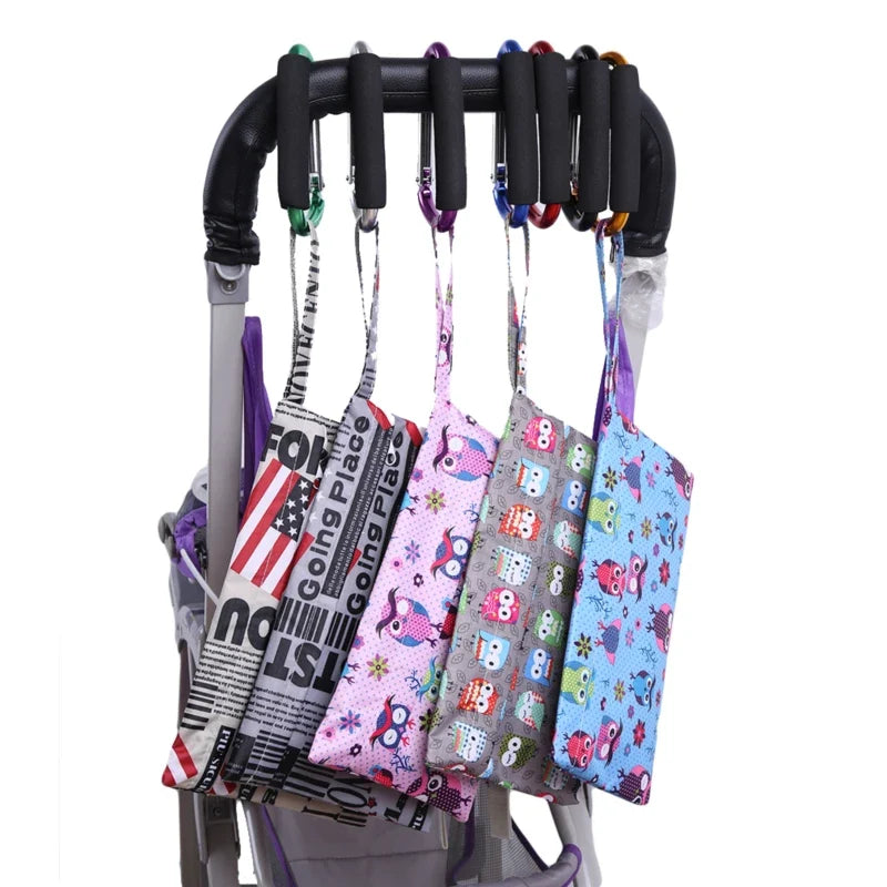 Heavy Duty Stroller Hooks - Foam Handle Carabiner Clips with D-Ring Snap for Bags, Groceries & Organizer Storage