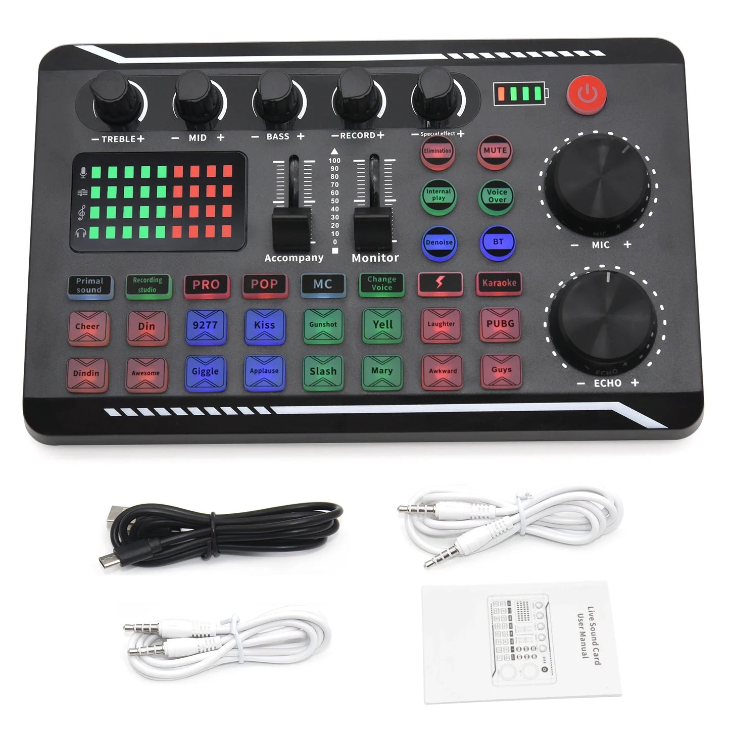Live Sound Card Audio Interface with DJ Mixer Effects & Voice Changer – Bluetooth Mixer for Live Streaming & Singing