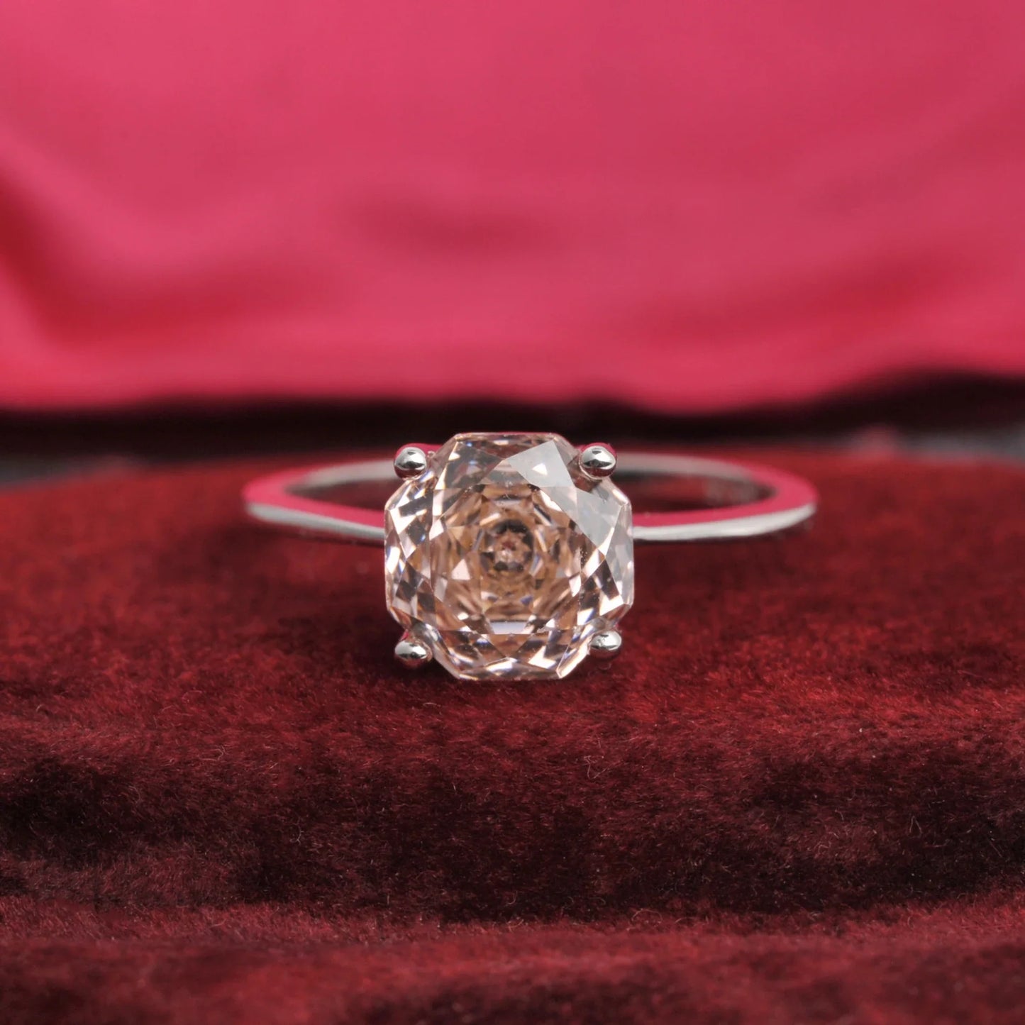 Potiy 2ct Octagon Rose Cut Morganite Pink CZ Solitaire Ring – 925 Sterling Silver Women’s Jewelry Gift with Certificate