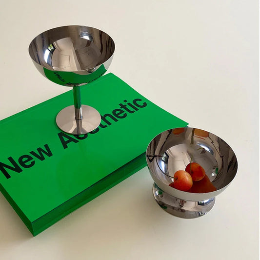 Stainless Steel Ice Cream Cups & Salad Bowls – Dessert Fruit Plate & Snack Dish