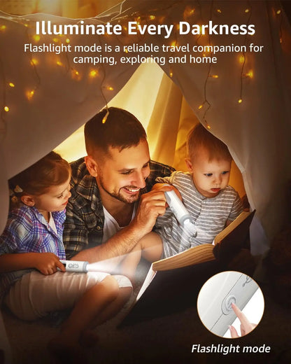 2-in-1 LED Motion Sensor Night Light & Portable Flashlight with Dusk to Dawn Sensor for Bedroom, Bathroom, Camping & Reading
