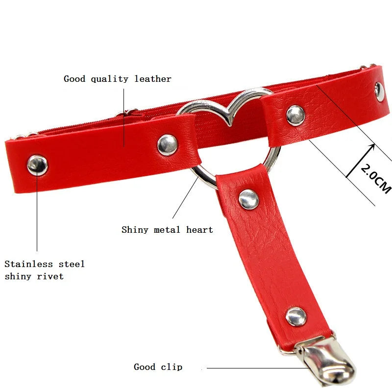 Sexy Leather Thigh Garter Belt – PU Punk Elastic Harness Leg Strap for Women & Girls