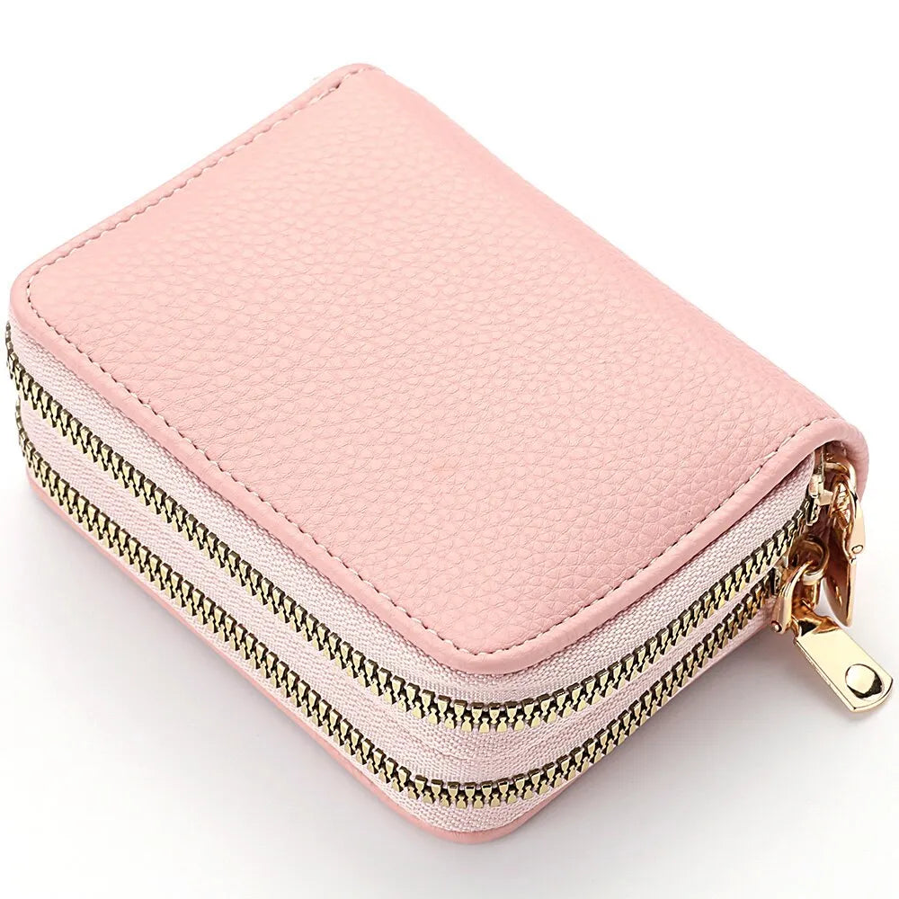 Women's Zipper Short Style Purse - Lychee Pattern Fashion Large Capacity Multi-Card Slot Coin Purse With Zipper