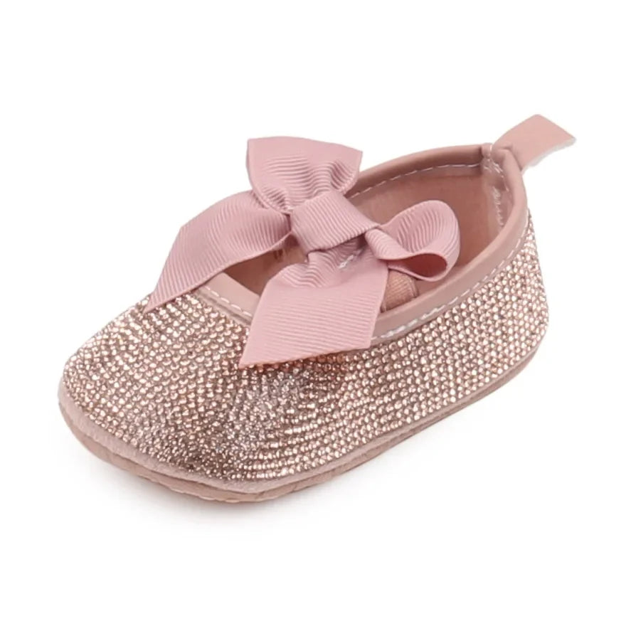 Baby Girls’ Bowknot Shoes - Shiny Diamond Sneakers & Sandals for Newborns and Toddlers