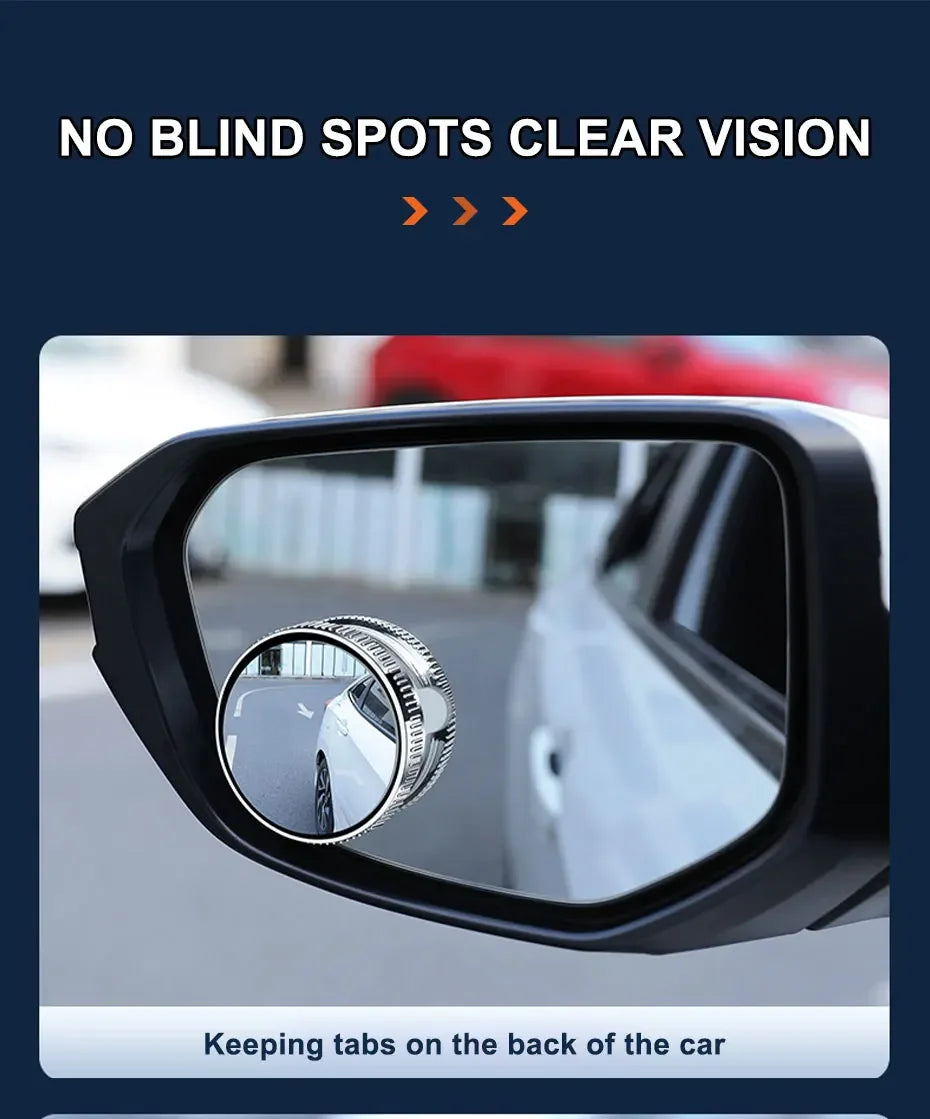SEAMETAL 2PCS Wide-Angle Blind Spot Mirrors — 360° Adjustable HD Suction Cup Round Car Auxiliary Rearview Mirrors