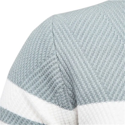 Men's Autumn Patchwork Sweater - O-Neck Long Sleeve Slim Fit Warm Casual Fashion Pullover Top