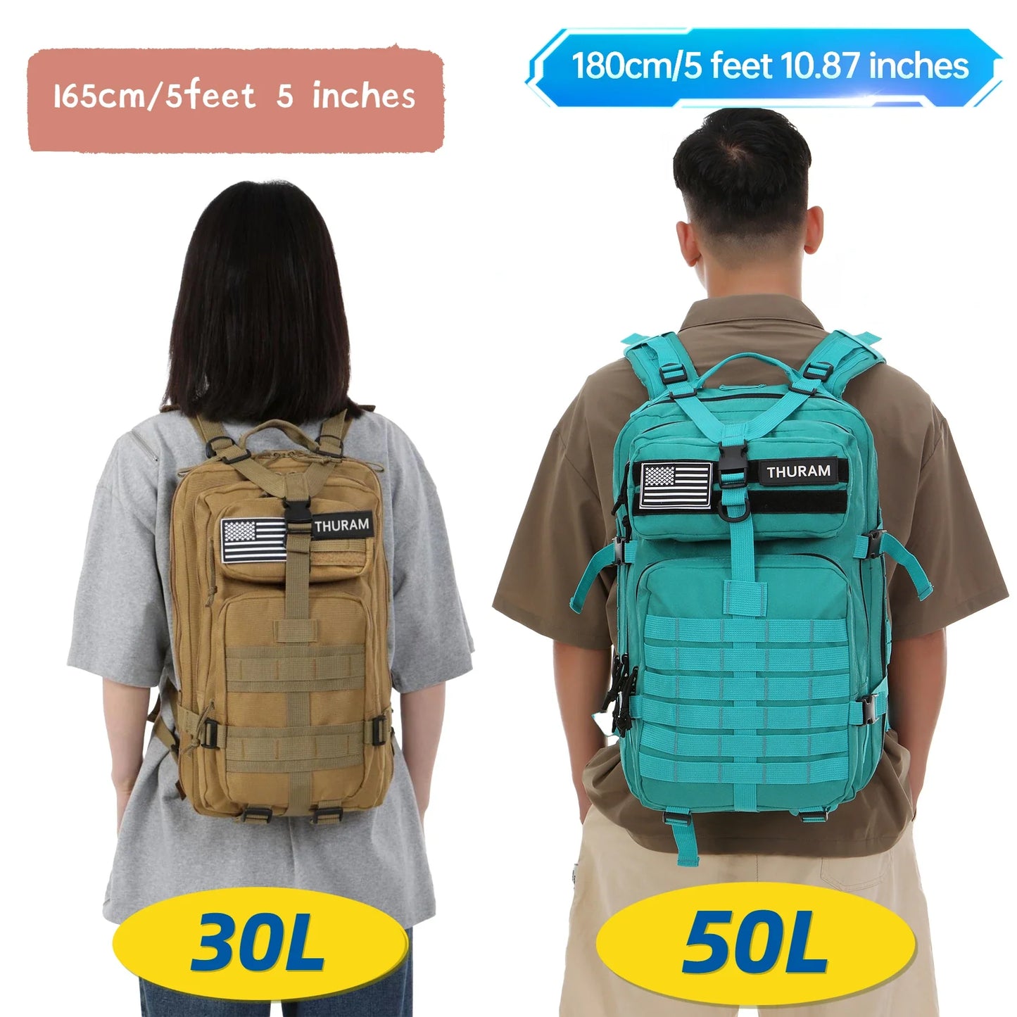 30L/50L Waterproof Nylon Backpack – 1000D Tactical Outdoor Bag for Camping, Hiking, Fishing & Hunting