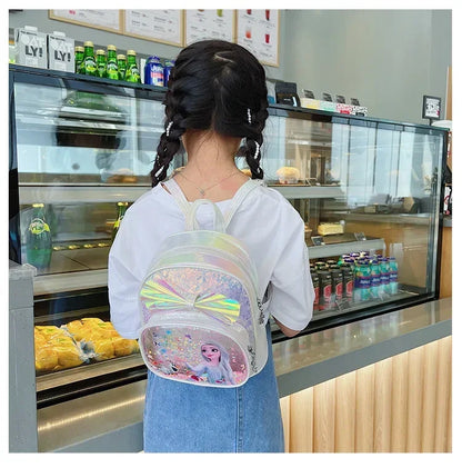 Disney Frozen Elsa & Anna Sequins Backpack - Fashion Glitter PU Leather School Bag for Girls, Kawaii Travel Backpack & Christmas Gift