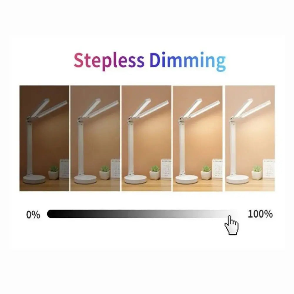 180° Rotatable Foldable LED Clock Desk Light: Eye Protection Reading Night Light, USB Rechargeable/Plug-in Dimmable Desk Light