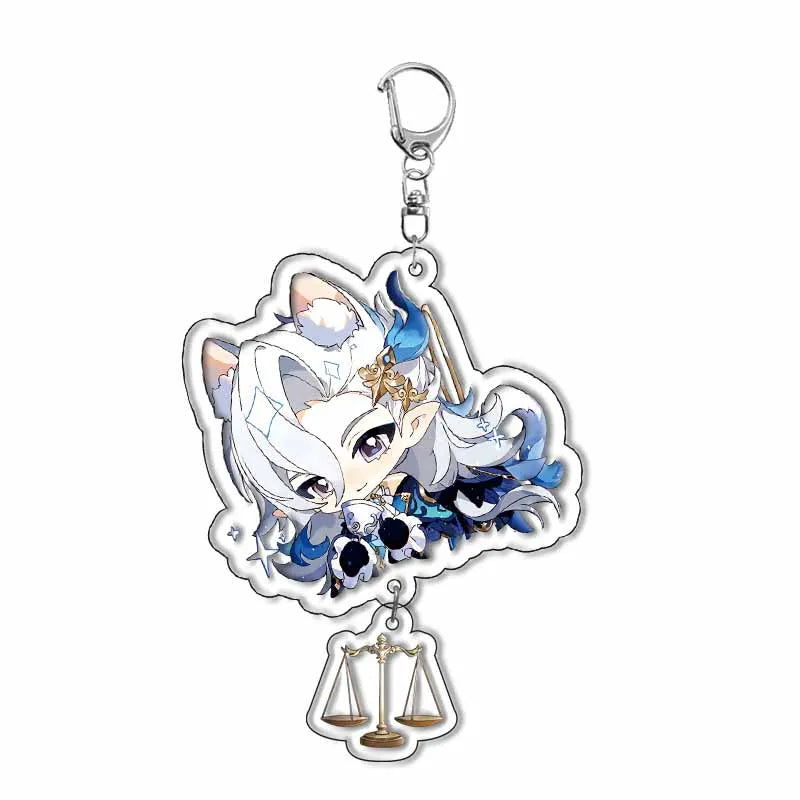 Genshin Impact Anime Keychain – Fontaine & Natlan Characters Sigewinne, Charlotte, Navia, Neuvillette & Clorinde Freminet