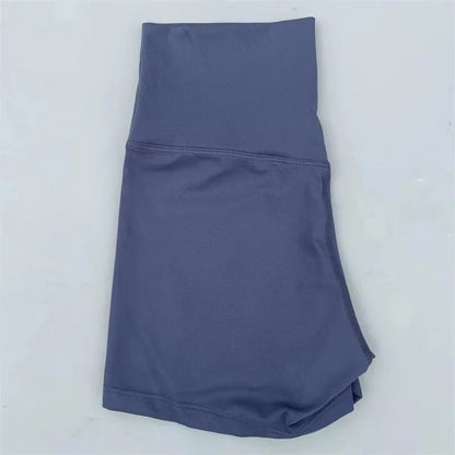 Women's High Waist Athletic Yoga Shorts – Solid Color Squat Proof Fitness Shorts for Running, Cycling & Training