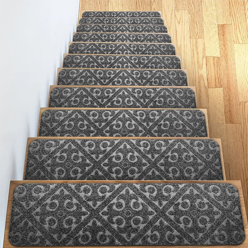 20x76cm Soft Stair Mat – Self-Adhesive Non-Slip Water Absorption Carpet Protector, Variety Pattern Rug for Stairs