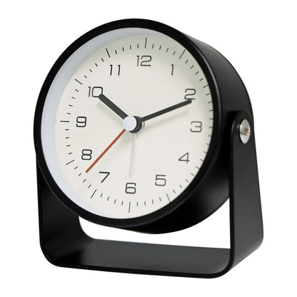 Creative Metal Minimalist Silent Alarm Clock – Small Quartz Desktop Clock for Student Desk, Room & Office Decor