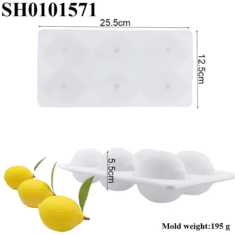 SHENHONG 3D Lemon Silicone Mould – 6-Cavity French Dessert Mousse Cake Mold for Pastry & Baking