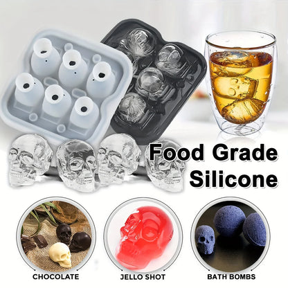 Skull Ice Ball Mold – 3D Silicone Ice Cube Tray, BPA-Free for Freezer & Cocktails