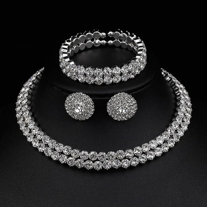 Women's Minimalist Jewelry Set - 4-Piece Necklace, Earrings & Bracelet Party Accessory Collection