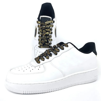 Gilding Flat Shoe Laces - Cashew Flower Hand-Painted Shoelaces for Sneakers, Basketball & Tennis Shoestrings