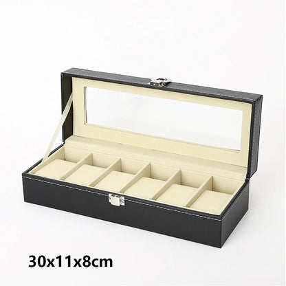 PU Leather Watch Organizer Box — Travel & Display Case Tray for Women’s Watch Collection Storage