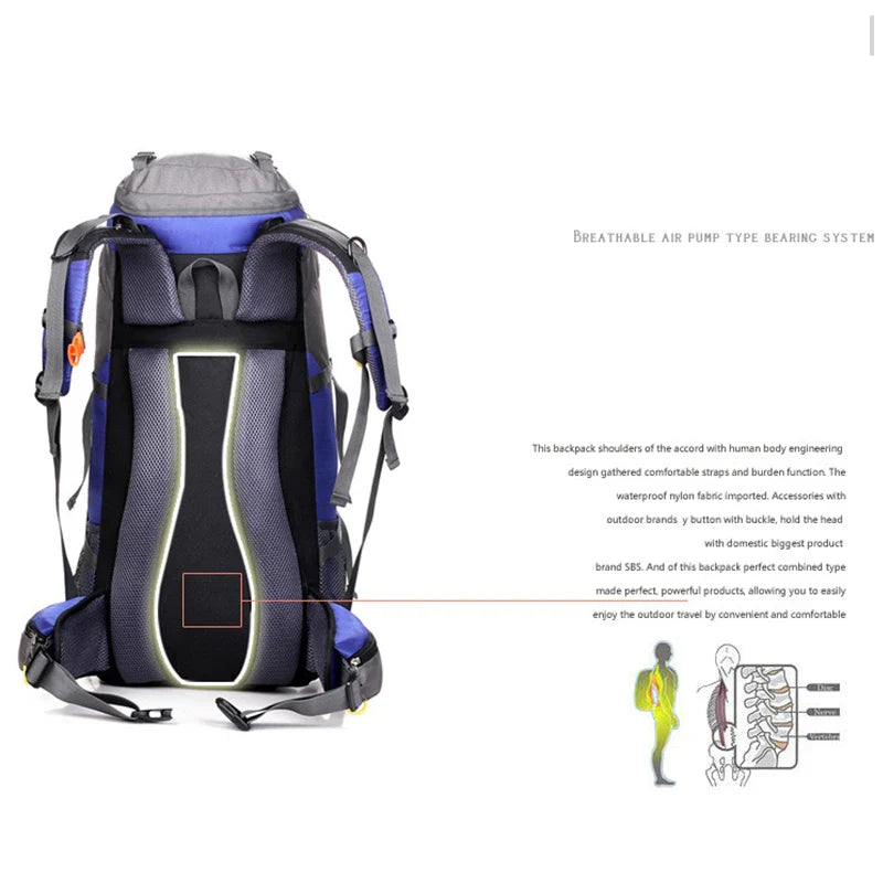 50L Hiking & Camping Backpack — Waterproof Multi-Function Trekking Bag for Women & Men