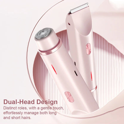 Women’s 2-in-1 Electric Razor – Dual-Head Painless Wet & Dry Bikini Trimmer with Detachable Head Shaver