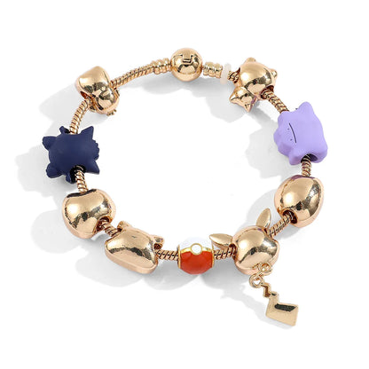 Japan Anime Pokemon Bracelet – Kawaii Pikachu, Gengar, Squirtle & Bulbasaur Pendant, DIY Bangle Beads Charms for Women
