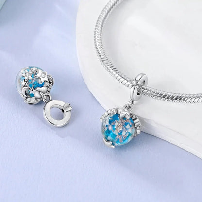 MULA Chameleon Silver-Plated Charm with Color-Changing Crystal Ball - DIY Snake Chain Bracelet Jewelry Gift for Women