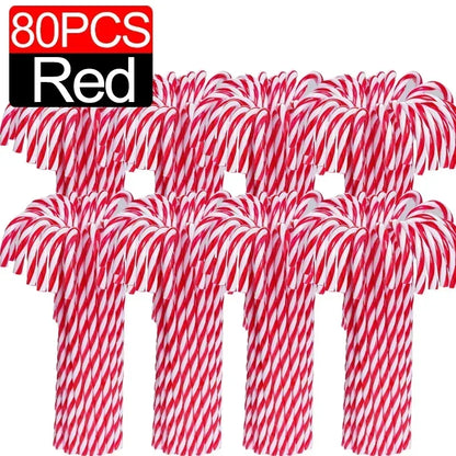 100/10pcs Christmas Candy Cane Ornaments – Plastic Twisted Hanging Decorations for Tree & Party Favors