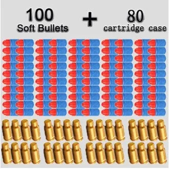 32 Shells & 100 Soft EVA Bullets – Toy Gun Ammo for Glock, Colt 1911 Shooting Game for Kids & Boys