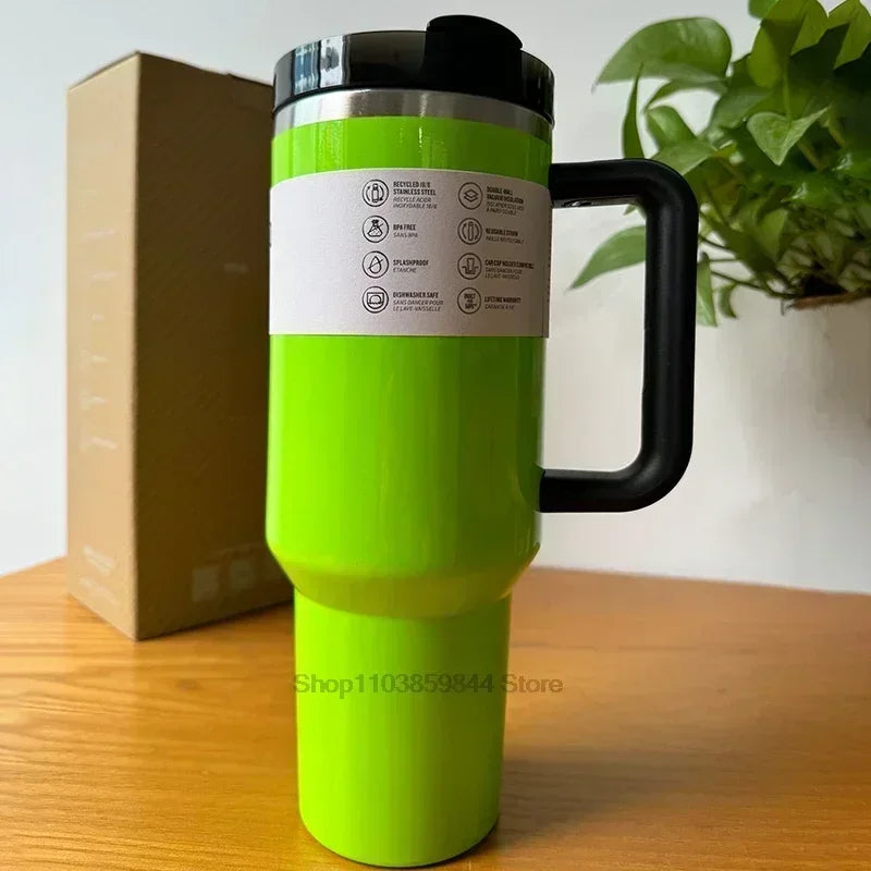 2025 New Stainless Steel Travel Mug with Handle & Straw Lid – 30oz/40oz Vacuum Insulated, Double Wall Thermal Iced Cup
