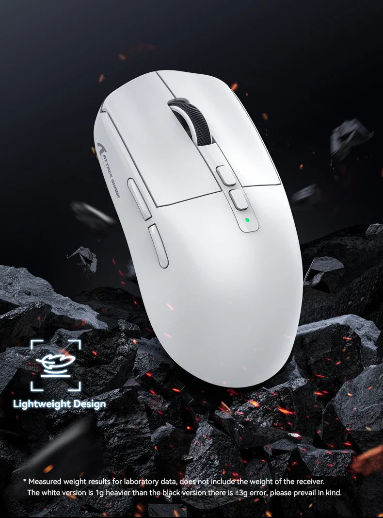 Attack Shark X6 PAW3395 Bluetooth Gaming Mouse — Tri-Mode Connection with RGB Touch, Magnetic Charging Base & Macro Functions