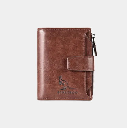 Luxury Leather Men’s Short Wallet – RFID Card Holder with Zipper Coin Purse Portable Billfold
