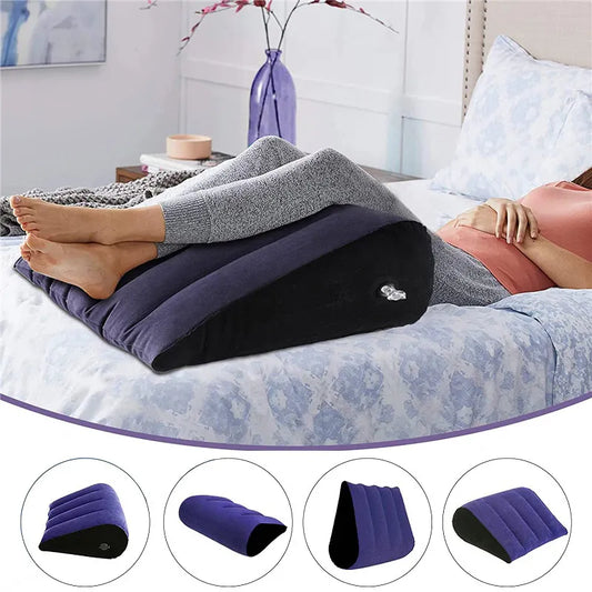 Multifunctional Inflatable Travel Pillow - Triangular Body and Lumbar Support Air Cushion for Yoga and Various Travel Positions