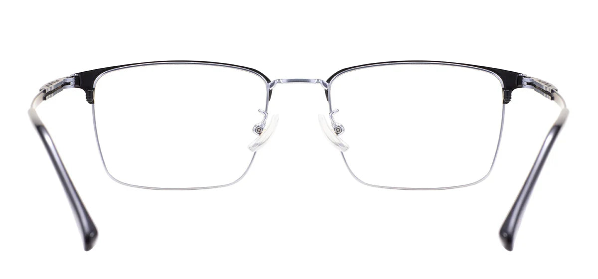 Comfortable Rectangular Men’s Business Glasses – Full Rim Browline Metal Frame for Optical Prescription Lenses