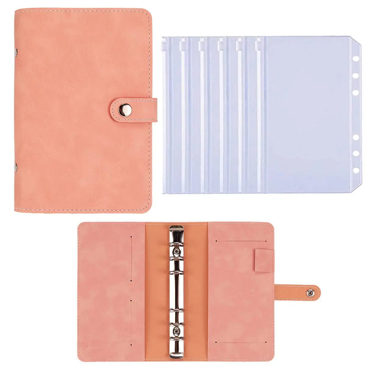 2024 A6 Budget Binder – PU Leather Notebook with Cash Envelopes System, Clip-On Binder Pockets for Money Saving & Bill Organizer Gifts