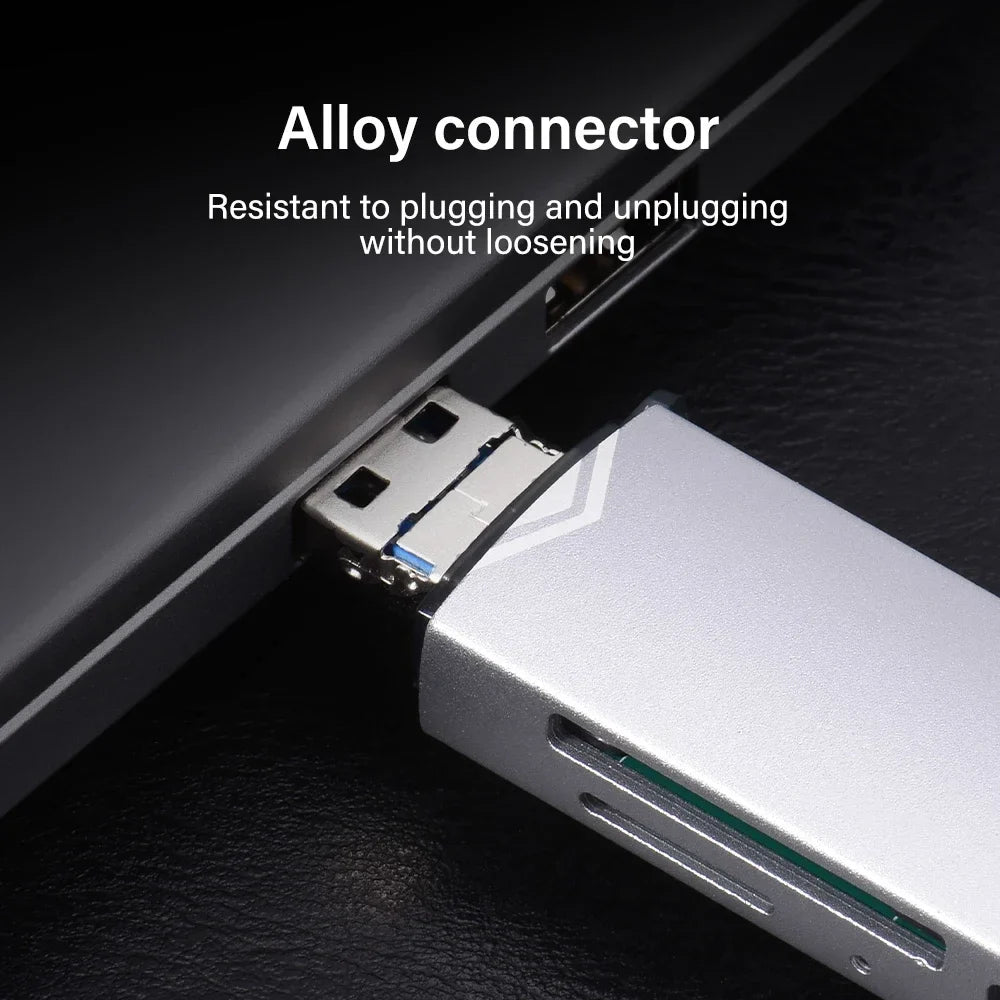 JASTER 6-in-1 USB 3.0 Card Reader – Type-C/USB TF/SD Adapter Flash Drive for Phone & Laptop