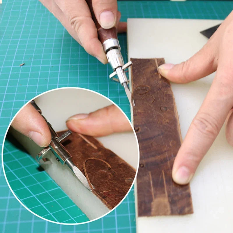 7-in-1 Professional Leather Craft Tool – Adjustable Stitching, Slotting & Creasing Trimmer for DIY Handmade Leatherwork