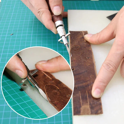 7-in-1 Professional Leather Craft Tool – Adjustable Stitching, Slotting & Creasing Trimmer for DIY Handmade Leatherwork
