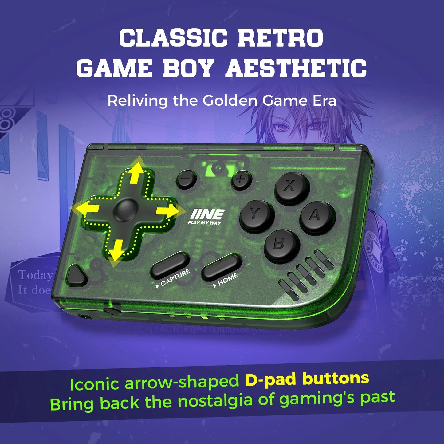IINE Mini Retro Ananke Controller – Turbo Function, Interchangeable Joystick & D-Pad, Multi-Platform Support, ZL & ZR Buttons