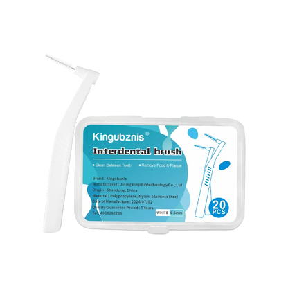 Kingubznis Interdental Brush Set - Stainless Steel Orthodontic Dental Floss Brushes with Angled Short Handle