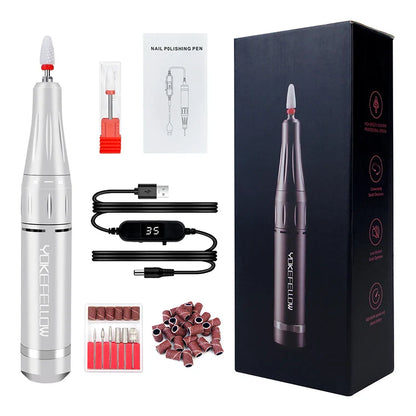 YOKEFELLOW Professional Nail Drill Kit – 35000RPM Rechargeable Electric Nail File for Manicure, Acrylic & Gel Nails