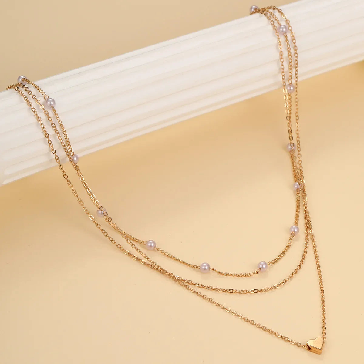 LATS Pearl Choker Necklace for Women – Double Layer Heart Pendant Jewelry Gift